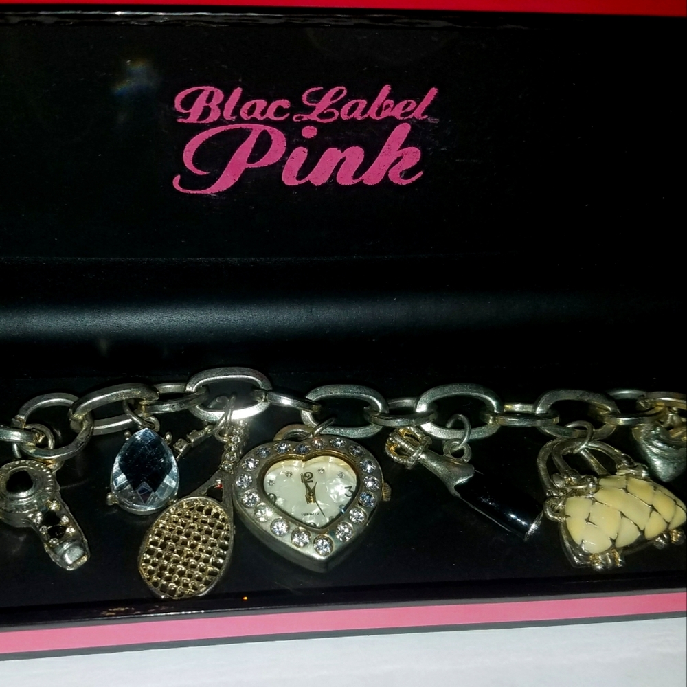 Blac Label PINK Chunky Silver Charm Bracelet (OSFM)